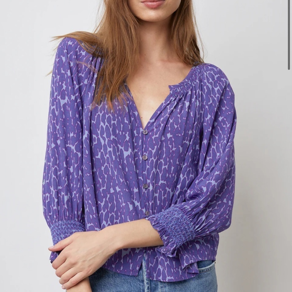 Rails Purple Smocked Blouse with Relaxed Fit
